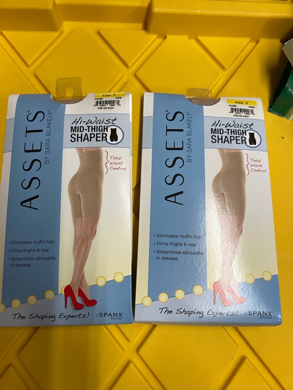 2 Pairs SPANX Assets by Sara Blakely High Waist Mid Thigh Shaper Size 2 Nude